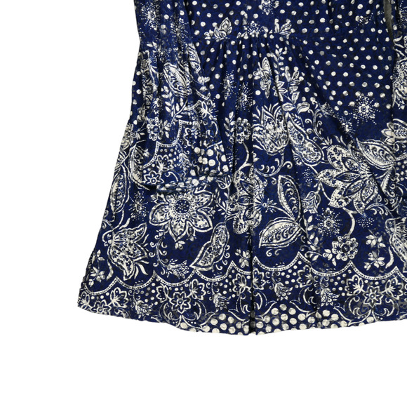 The Pyramid Collection Dress Women Size XL Blue Polka Dot Floral Lace Lined Boho - Picture 5 of 12